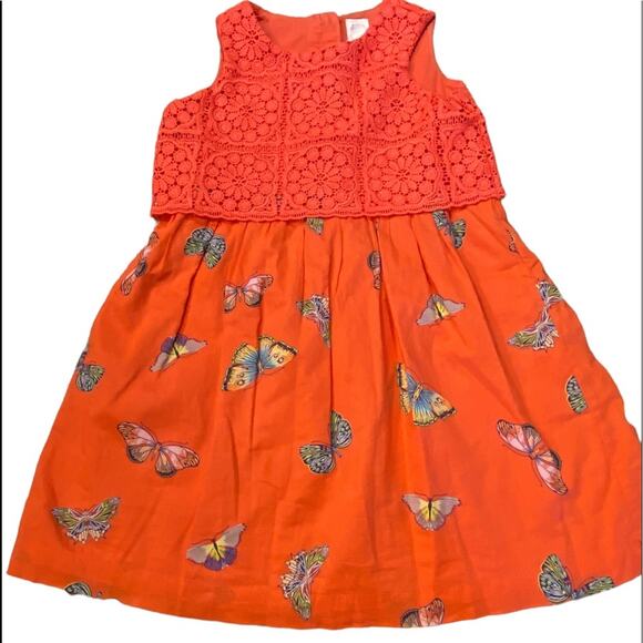 Gap little Girls Size 4 Pink/Red Summer Cotton Sleeveless Dress Butterfly print - Picture 1 of 5